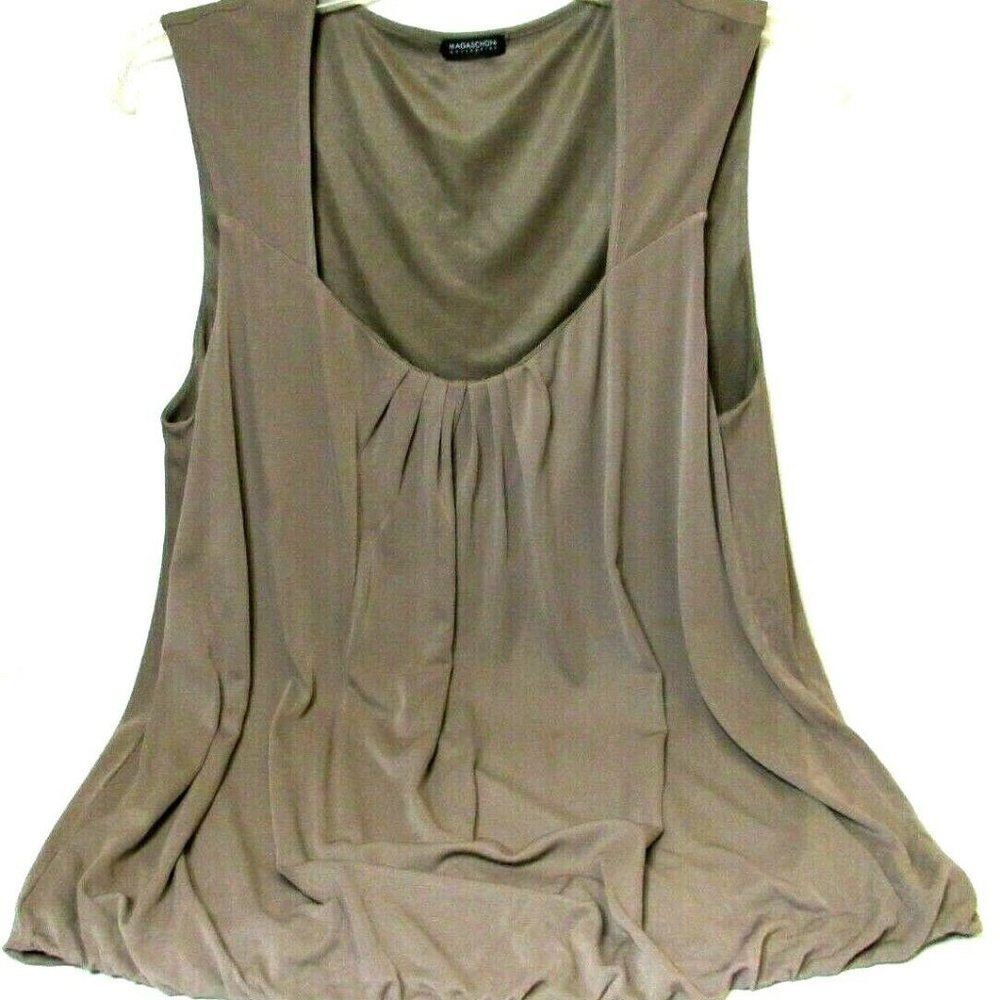 Magaschoni Collection Blouse Top L Taupe Blouson